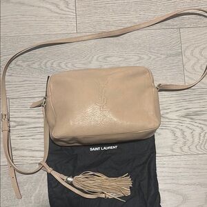 Authentic Beige Monogram Leather Small Lou Camera Bag